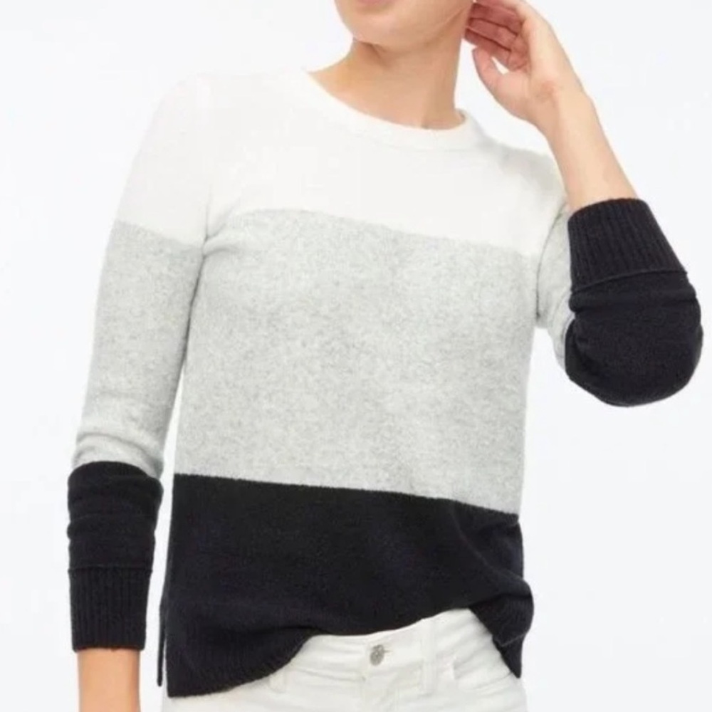 J. Crew Colorblock Sweater in White, Gray, and Black